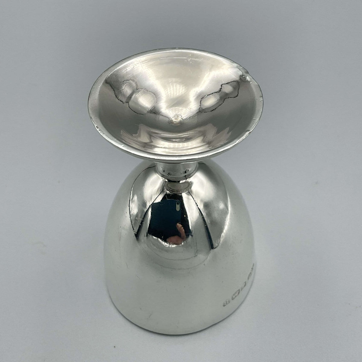 Sterling silver egg cup from 1944 by Beeches Vintage, ideal for christening or baby gift, with detailed craftsmanship.