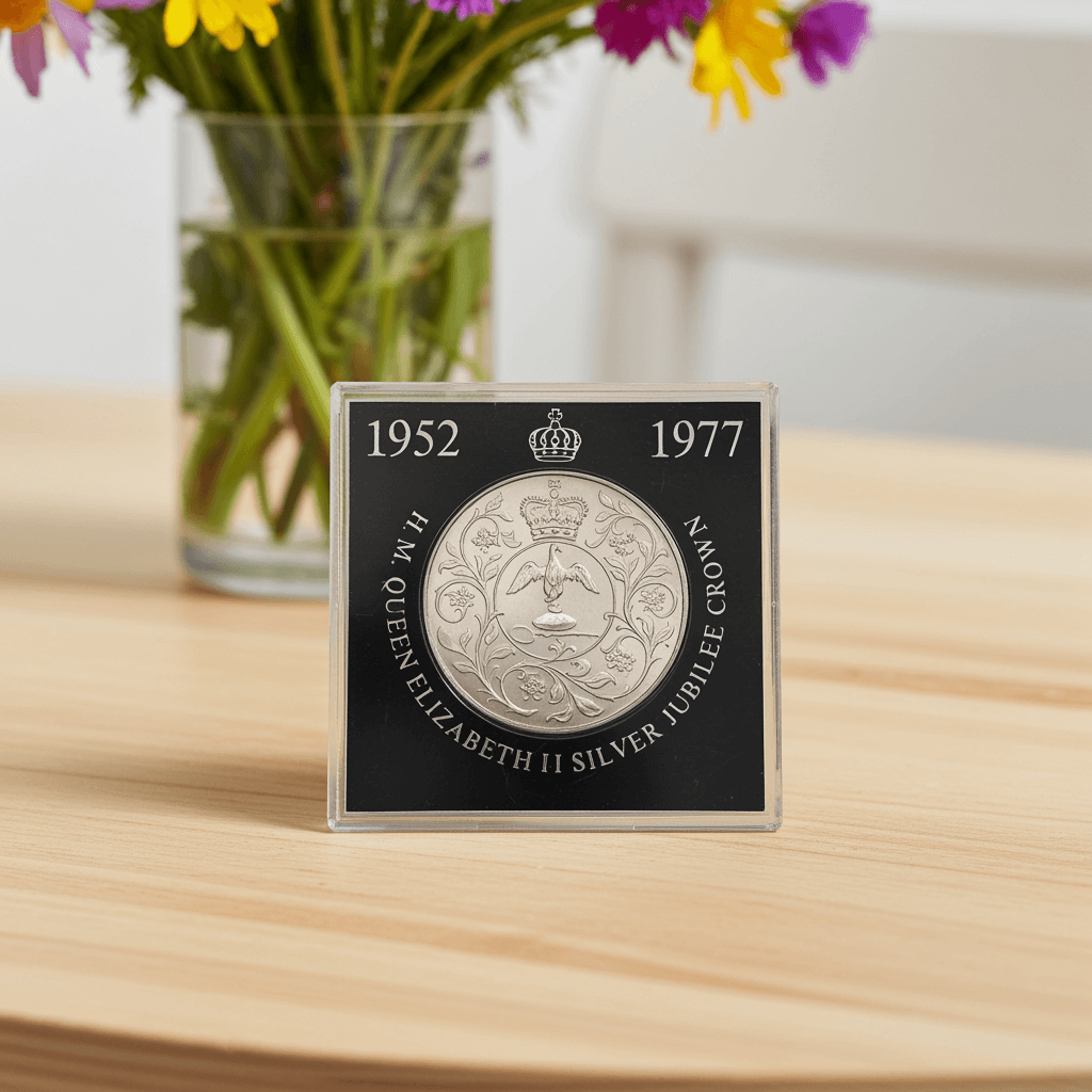 1977 Queens Silver Jubilee Crown Coin, Royal Mint - Beeches Vintage