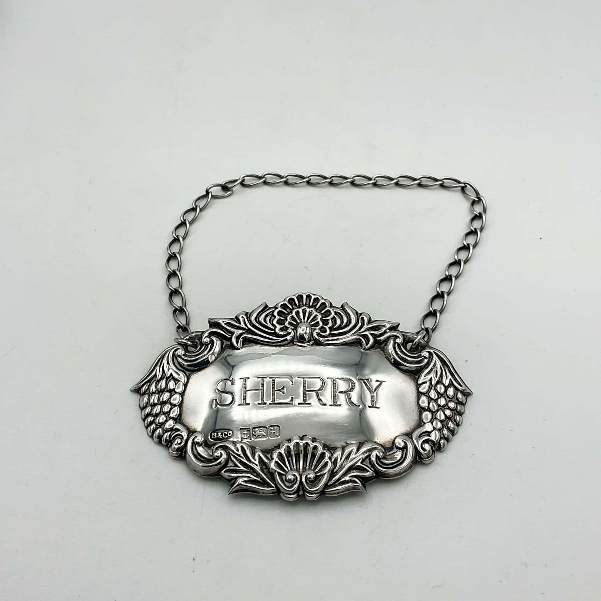 1982 Sterling Silver Sherry Decanter Label - Beeches Vintage