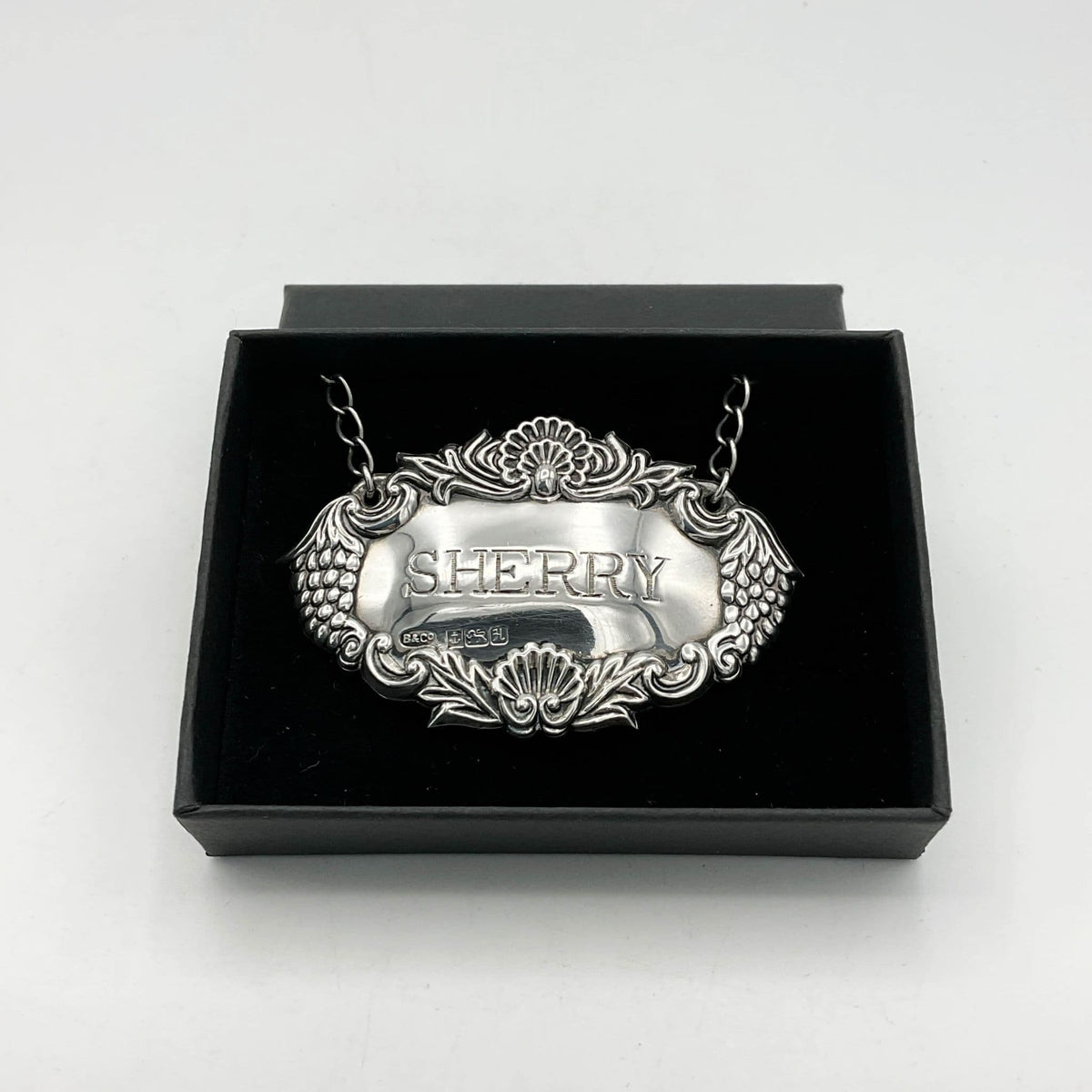 1982 Sterling Silver Sherry Decanter Label - Beeches Vintage