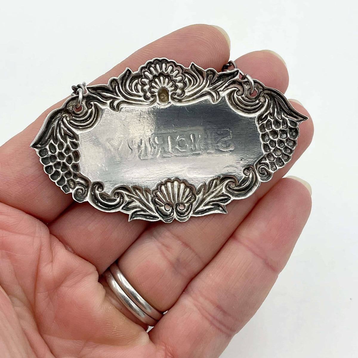 1982 Sterling Silver Sherry Decanter Label - Beeches Vintage