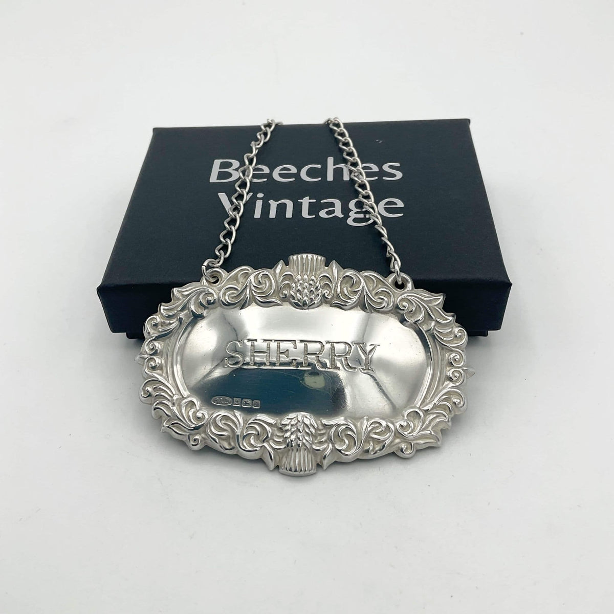 Vintage 1983 Sterling Silver Sherry Decanter Label - Beeches Vintage