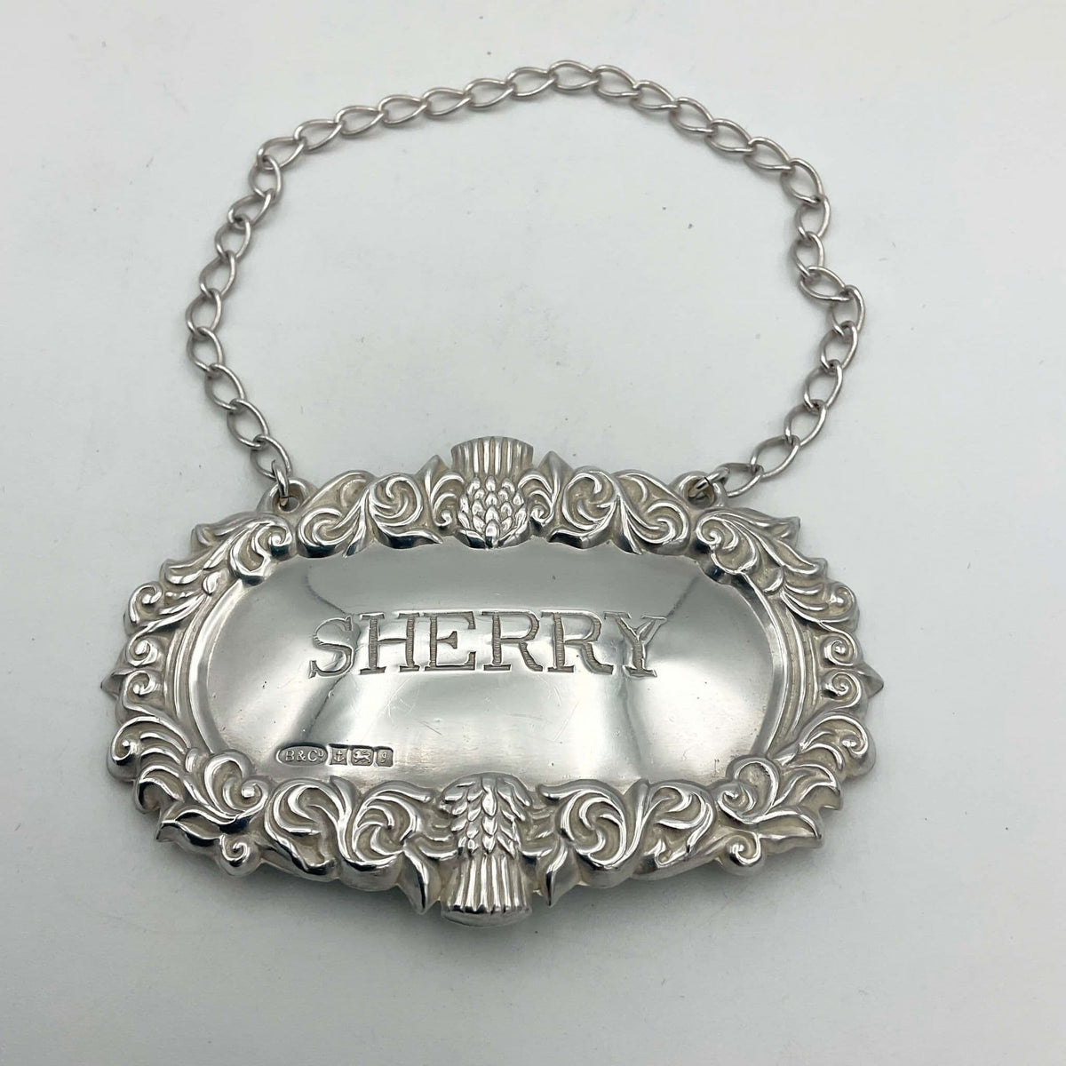 Vintage 1983 Sterling Silver Sherry Decanter Label - Beeches Vintage