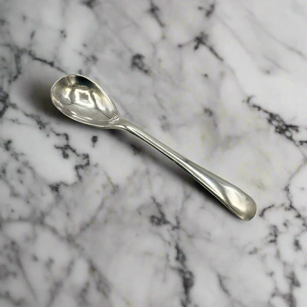 Antique 1920s Sterling Silver Salt Spoon on marble