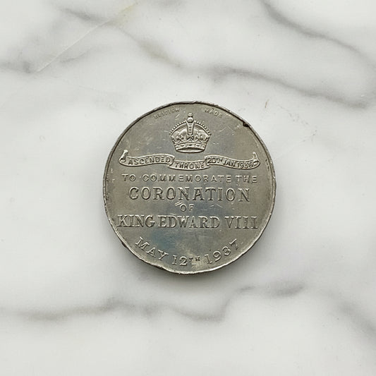 Medal for Commemorating the Coronation of King Edward VIII on a marble background 