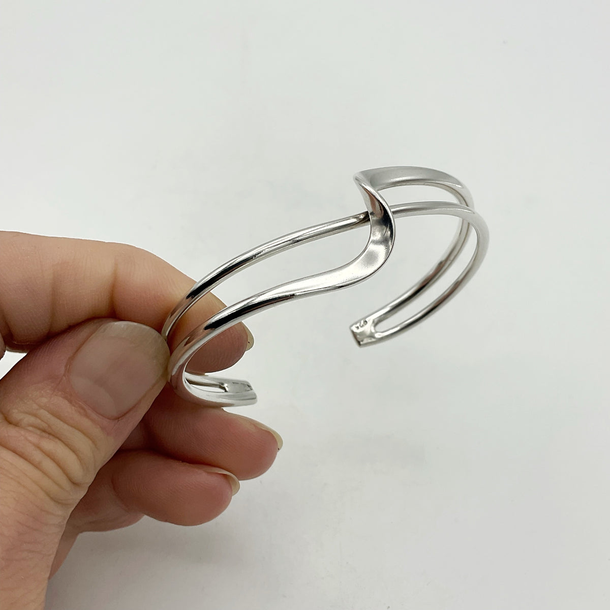 Small Sterling Silver Bangle Bracelet, Hallmarked 2007 - Beeches Vintage