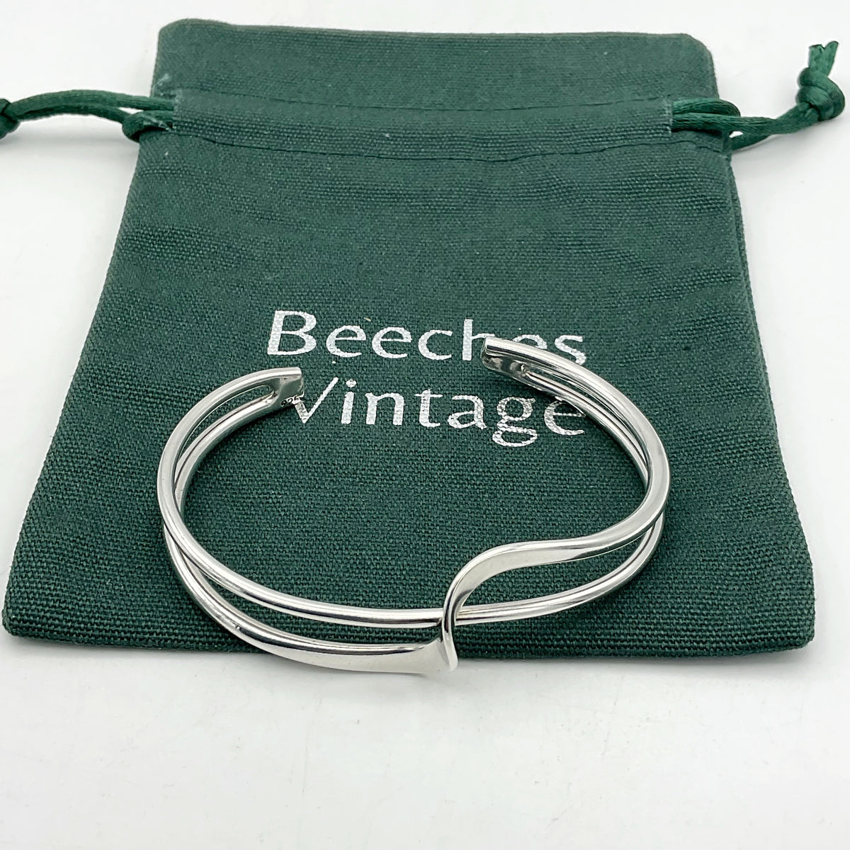 Small Sterling Silver Bangle Bracelet, Hallmarked 2007 - Beeches Vintage