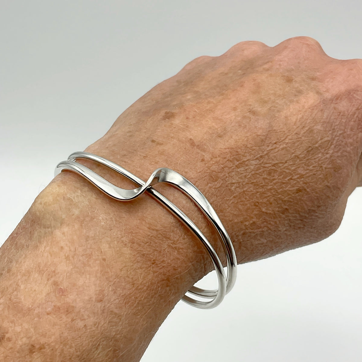 Small Sterling Silver Bangle Bracelet, Hallmarked 2007 - Beeches Vintage