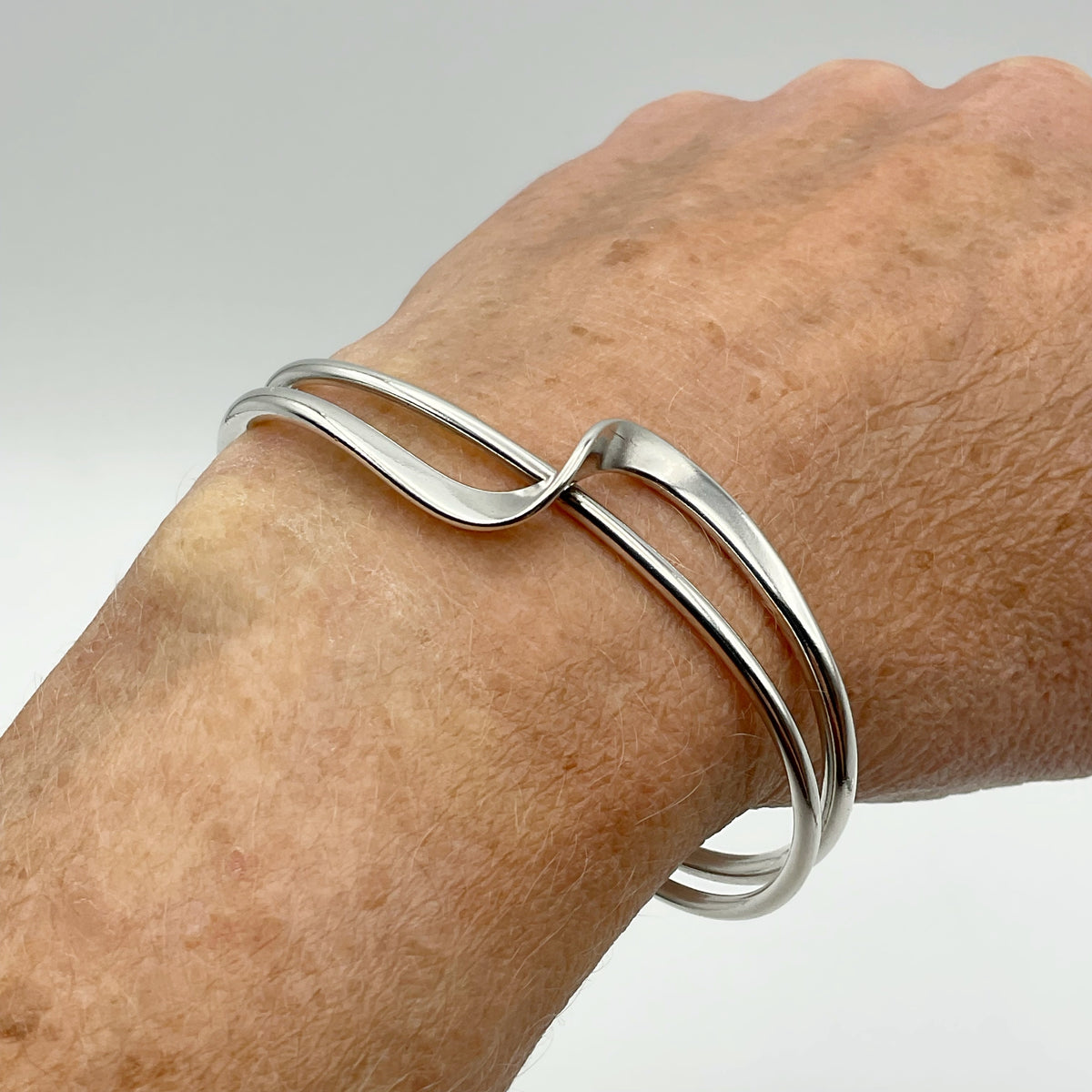 Small Sterling Silver Bangle Bracelet, Hallmarked 2007 - Beeches Vintage