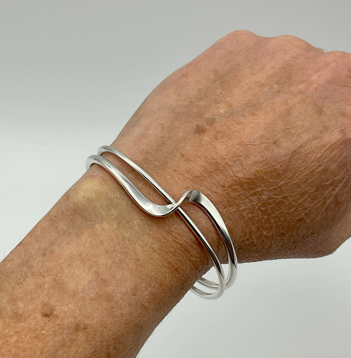 Small Sterling Silver Bangle Bracelet, Hallmarked 2007 - Beeches Vintage