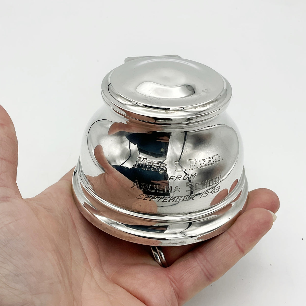 Vintage 1940s Silver Capstan Inkwell, Arusha School - Beeches Vintage