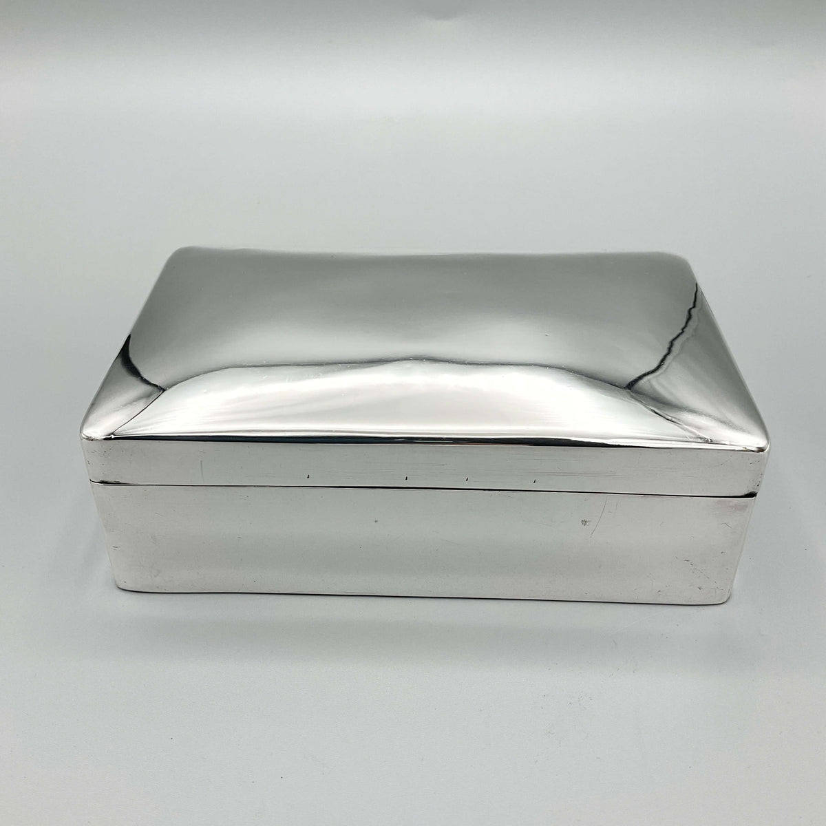 Antique 1892 Victorian sterling silver box with intricate engraved design, handcrafted by Beeches Vintage.
