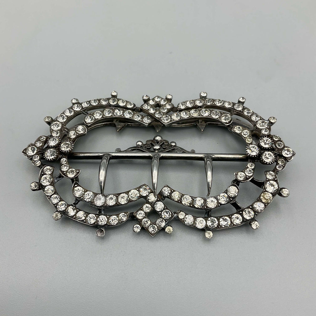 Antique cubic zirconia hair clip from Beeches Vintage, elegant hair accessory with sparkling stones and vintage design.