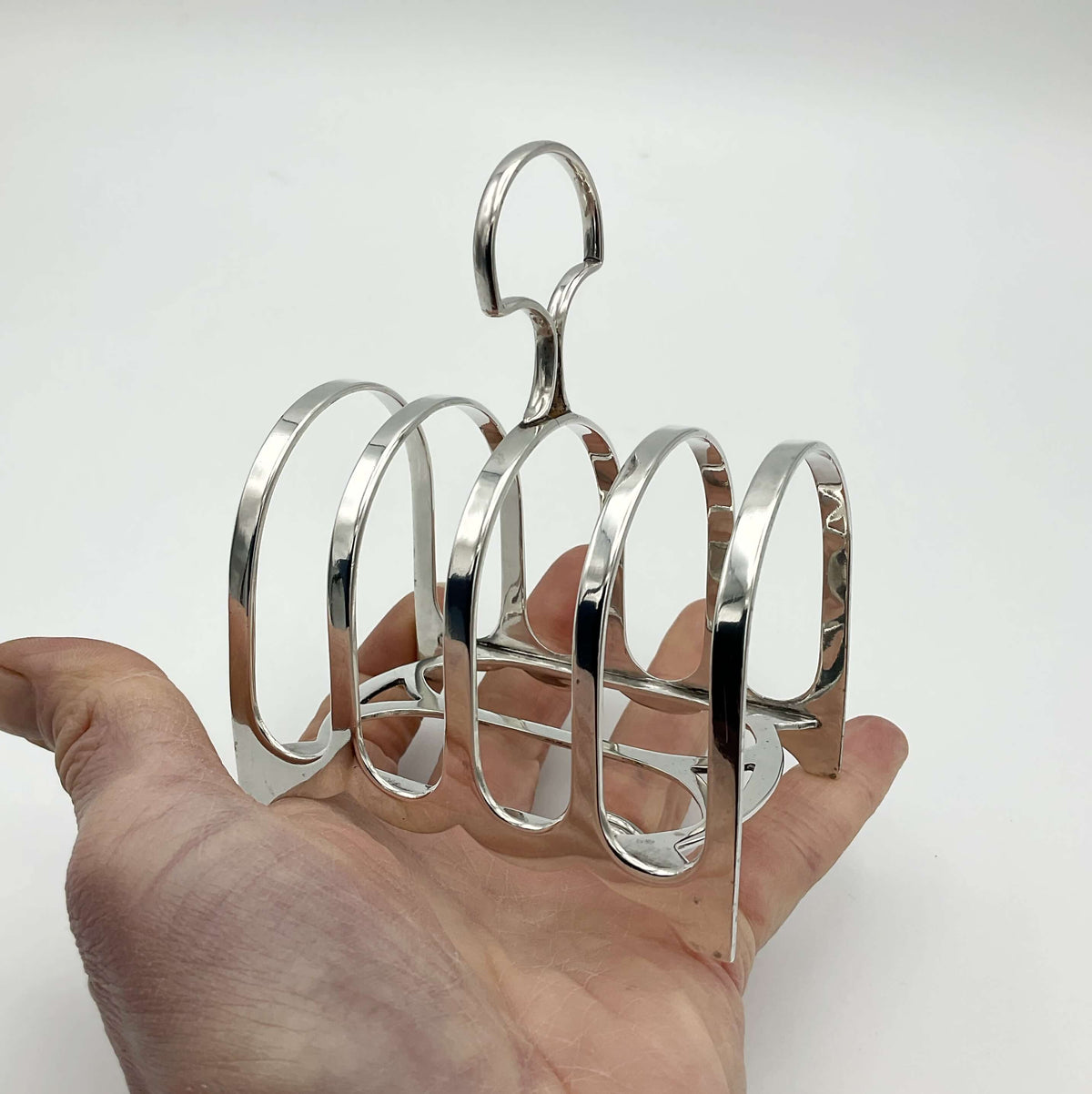 Antique 1912 Sterling Silver Toast Rack with ornate design, vintage Beeches Vintage toast rack for elegant breakfast serving.