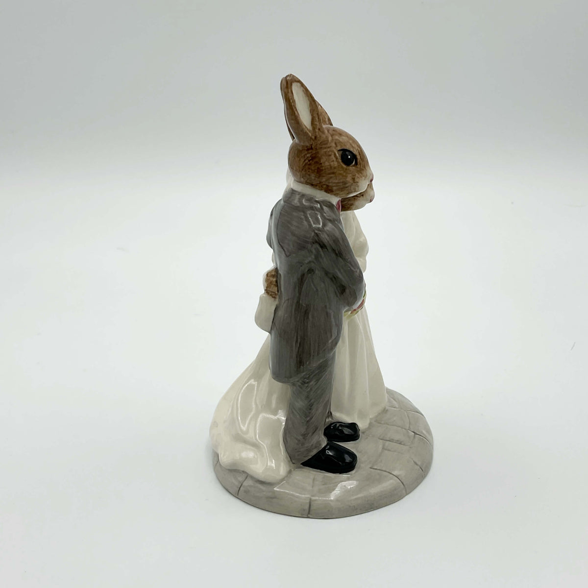 Royal Doulton Bunnykins Wedding Day figurine, vintage China collectible featuring a charming bunny couple in wedding attire.