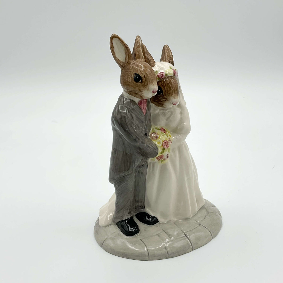 Royal Doulton Bunnykins Wedding Day figurine, vintage china collectible featuring a charming bunny couple in wedding attire.