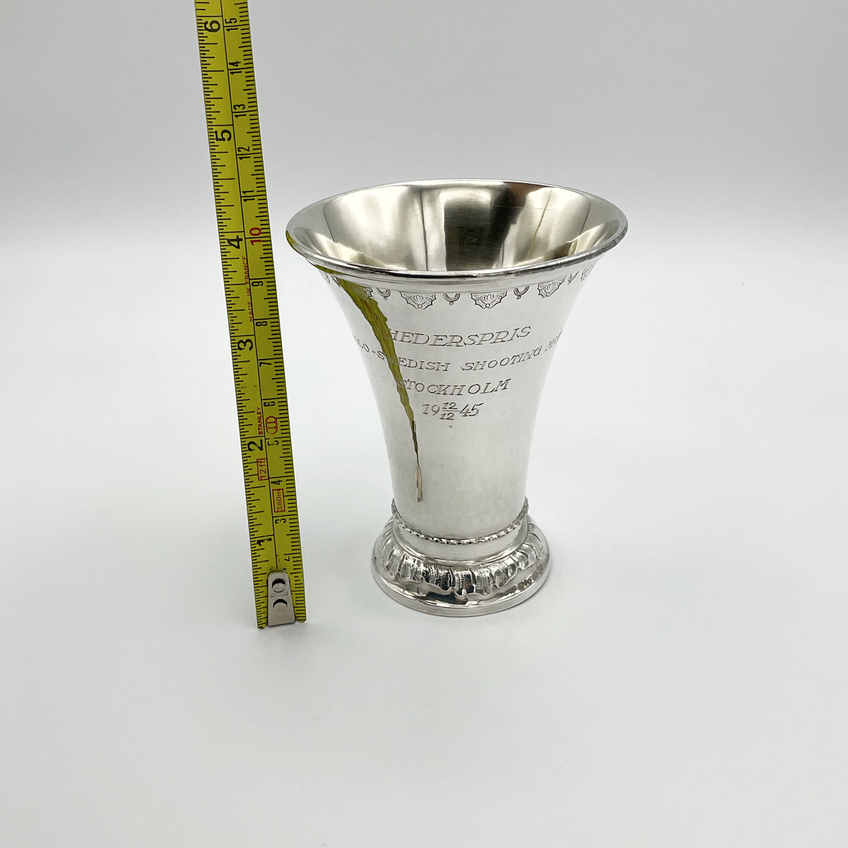 Vintage 1945 Silver Trumpet Vase, Swedish Trophy - Beeches Vintage