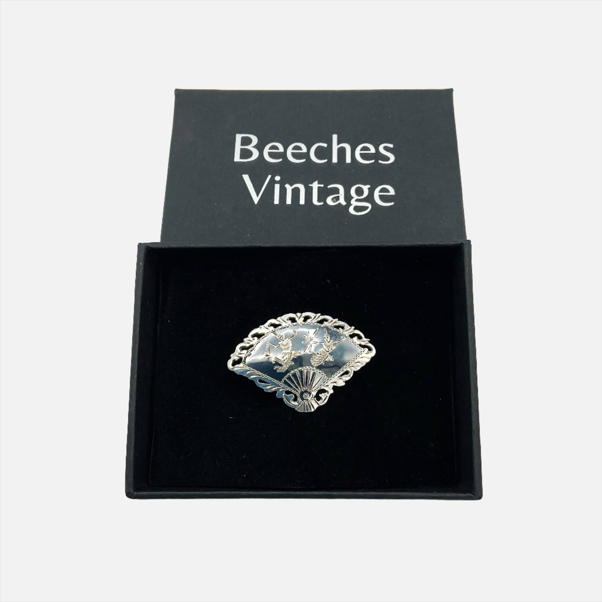 Beautiful Silver Niello Brooch in a gift box