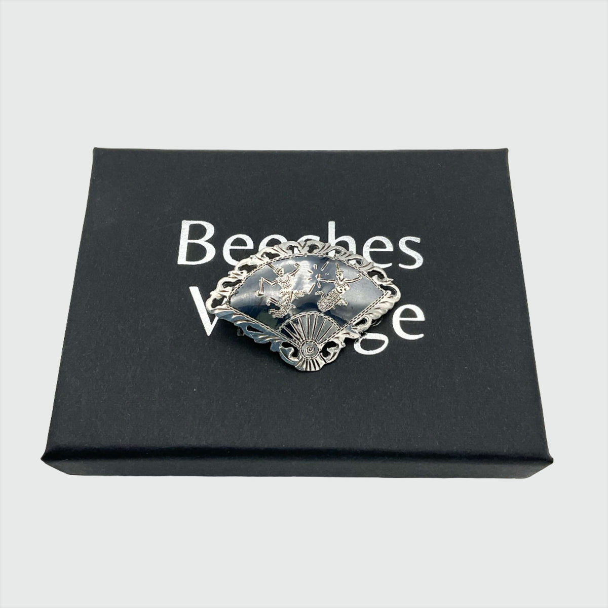 Beautiful Silver Niello Brooch in a gift box
