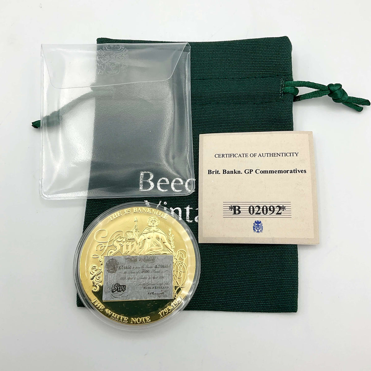 Windsor Mint British £5 White Note Commemorative Coin - Beeches Vintage