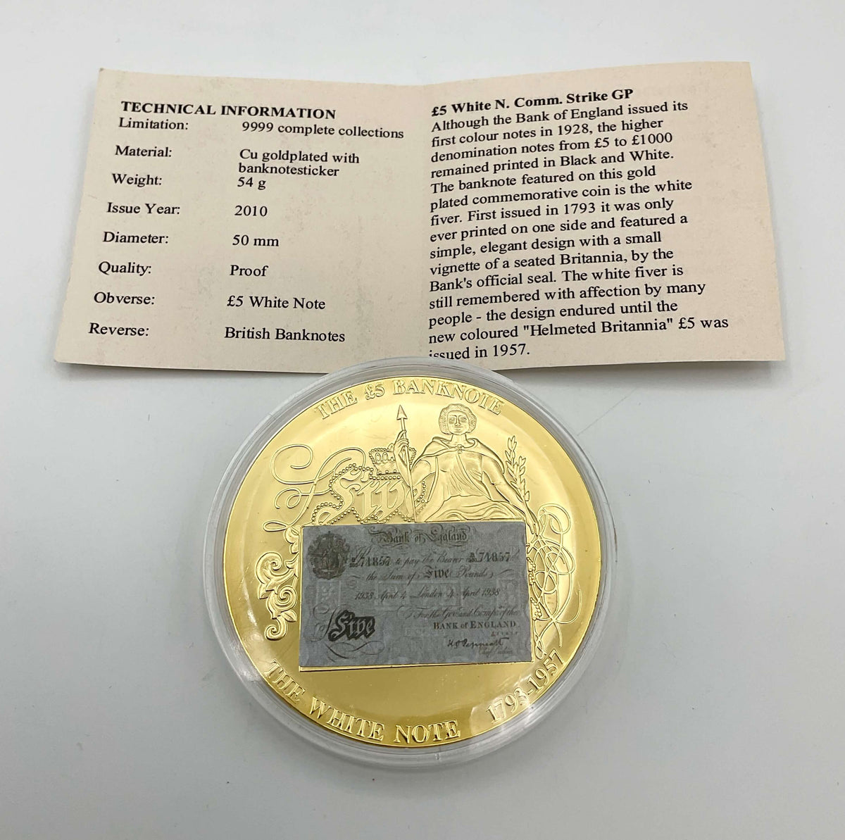 Windsor Mint British £5 White Note Commemorative Coin - Beeches Vintage