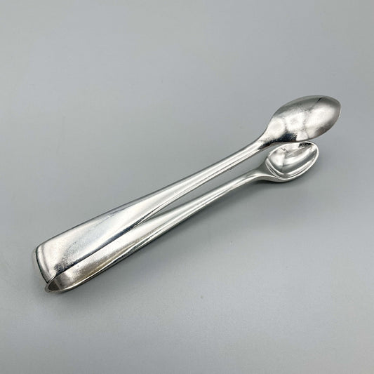 Vintage silver-plated Beeches Vintage sugar tongs with elegant design, perfect for serving sugar in classic tea settings.