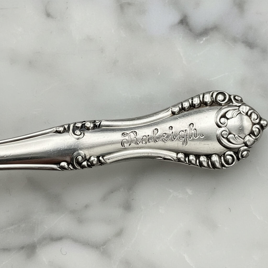 spoon handle with Raleigh engraved