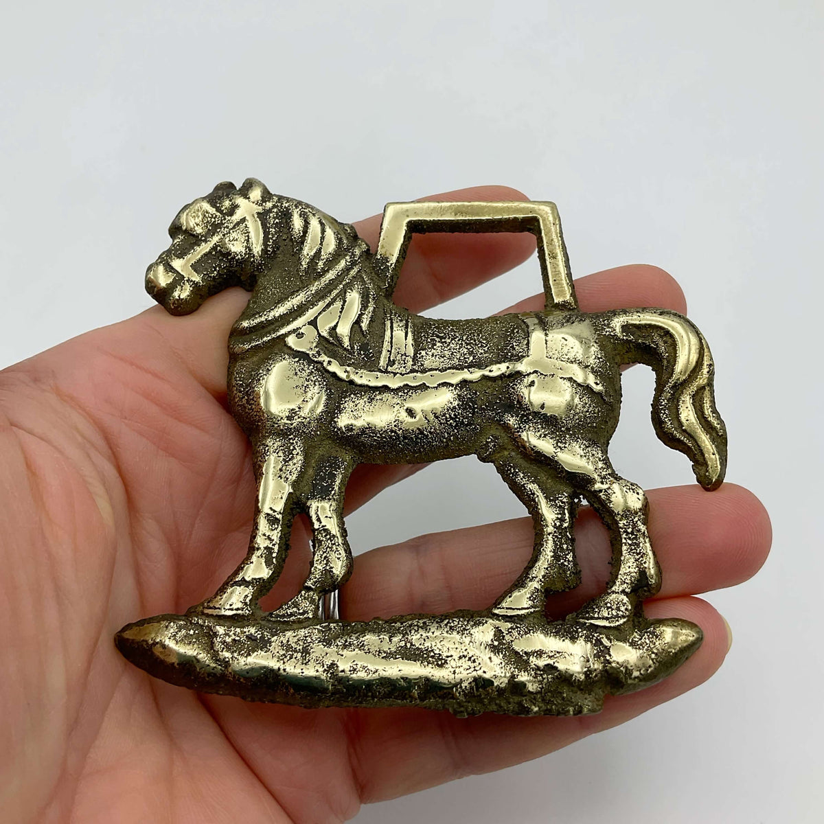 Antique Horse in Harness horse brass by Beeches Vintage, featuring detailed metalwork and vintage equestrian style.