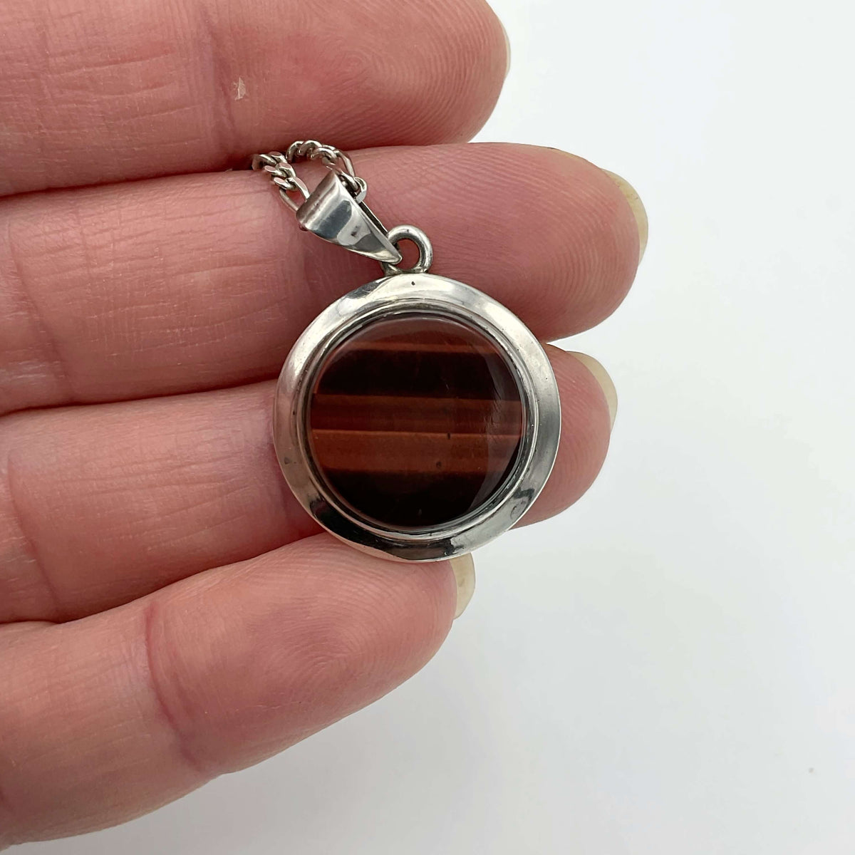 Striped Agate Pendant Necklace - Beeches Vintage