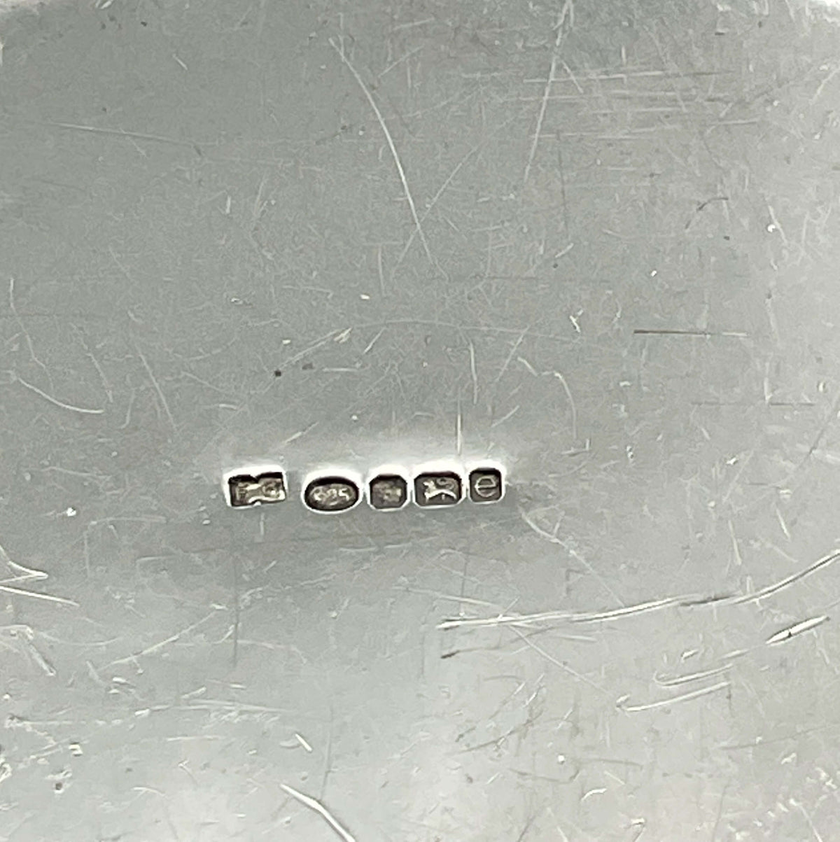 Hallmarks on base of silver pill box