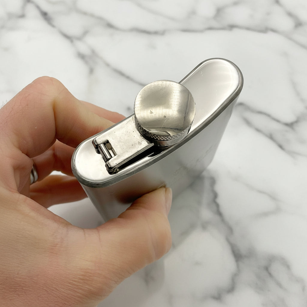 top view of hip flask held in a hand