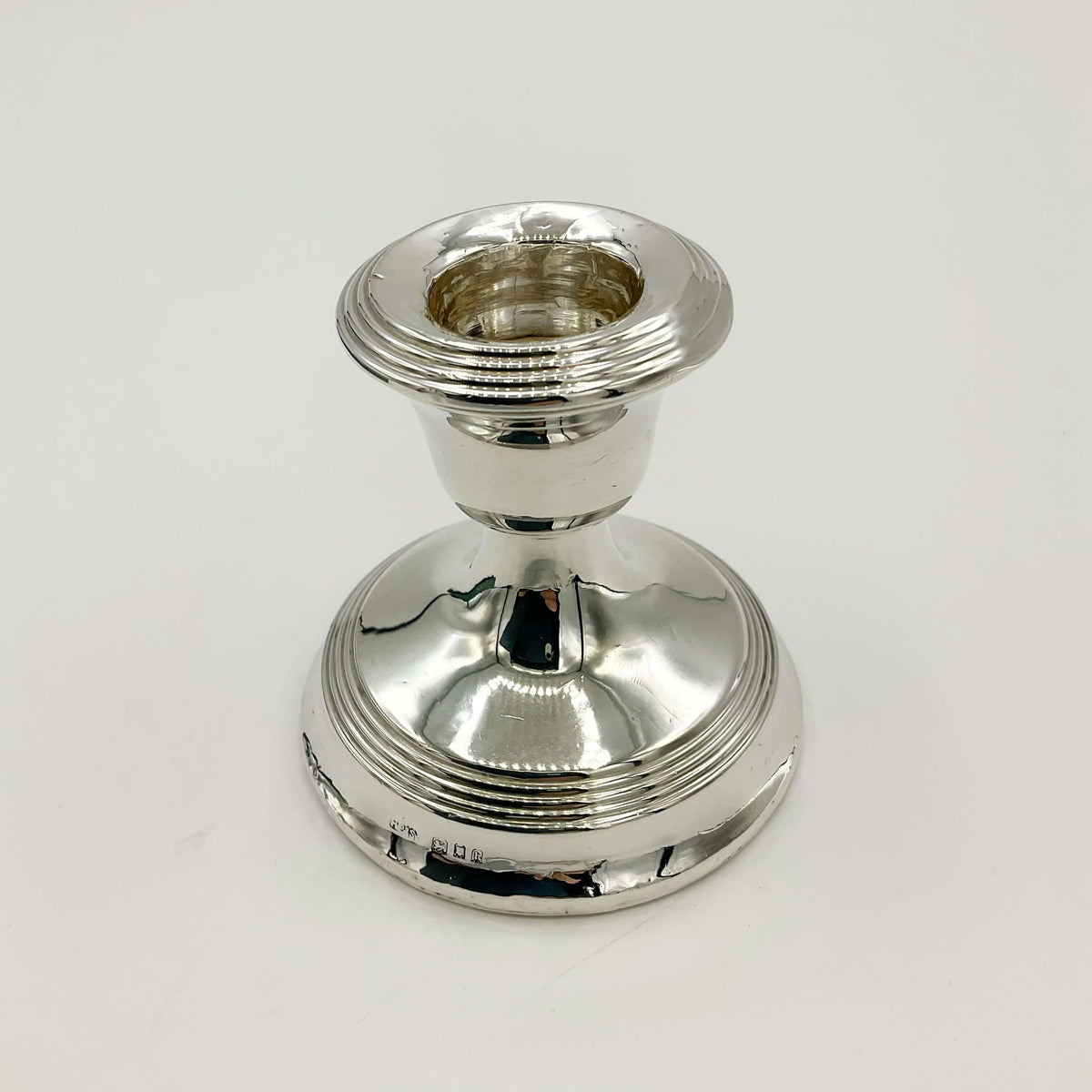 Antique sterling silver candlestick holder with ornate design, part of Beeches Vintage candlestick holders collection.