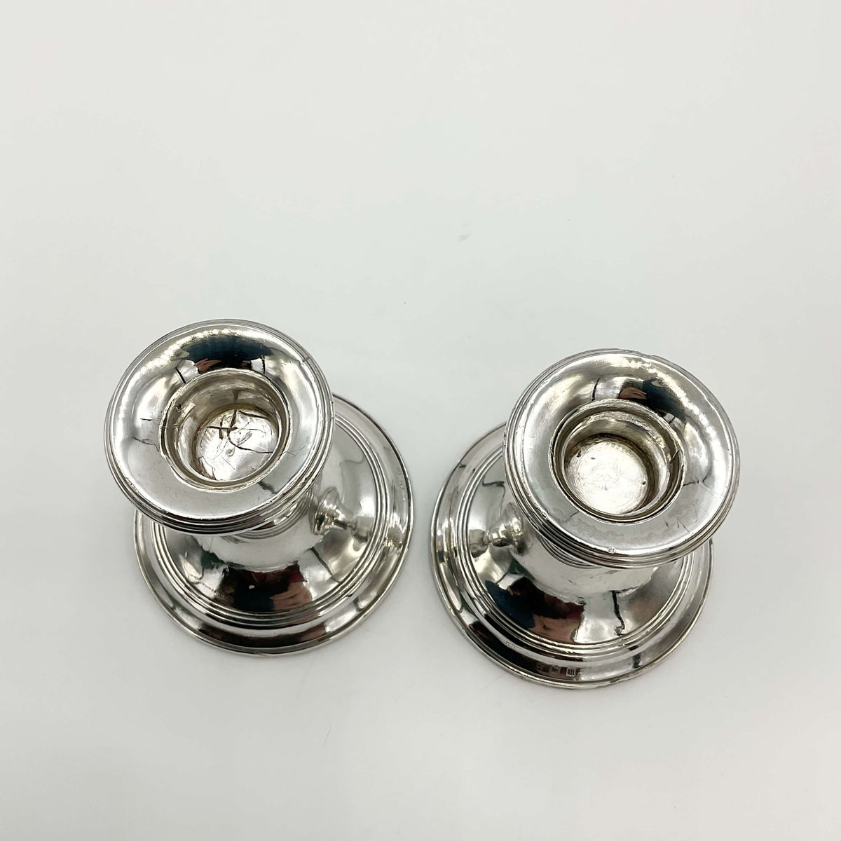 Pair of Antique 1911 Sterling Silver Candlestick Holders - Beeches Vintage