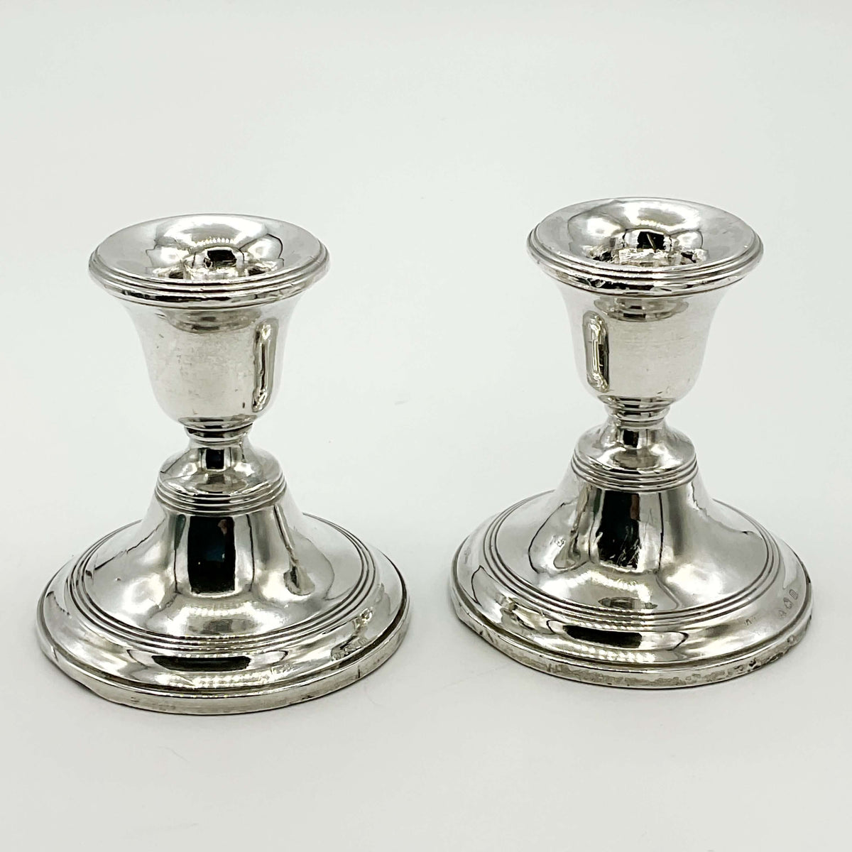 Pair of Antique 1911 Sterling Silver Candlestick Holders - Beeches Vintage