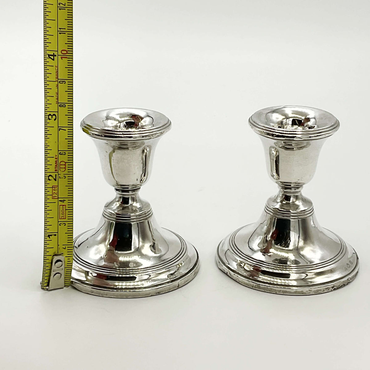 Pair of Antique 1911 Sterling Silver Candlestick Holders - Beeches Vintage