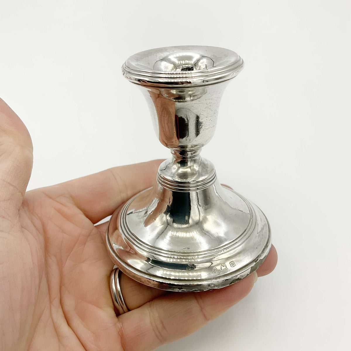 Pair of Antique 1911 Sterling Silver Candlestick Holders - Beeches Vintage