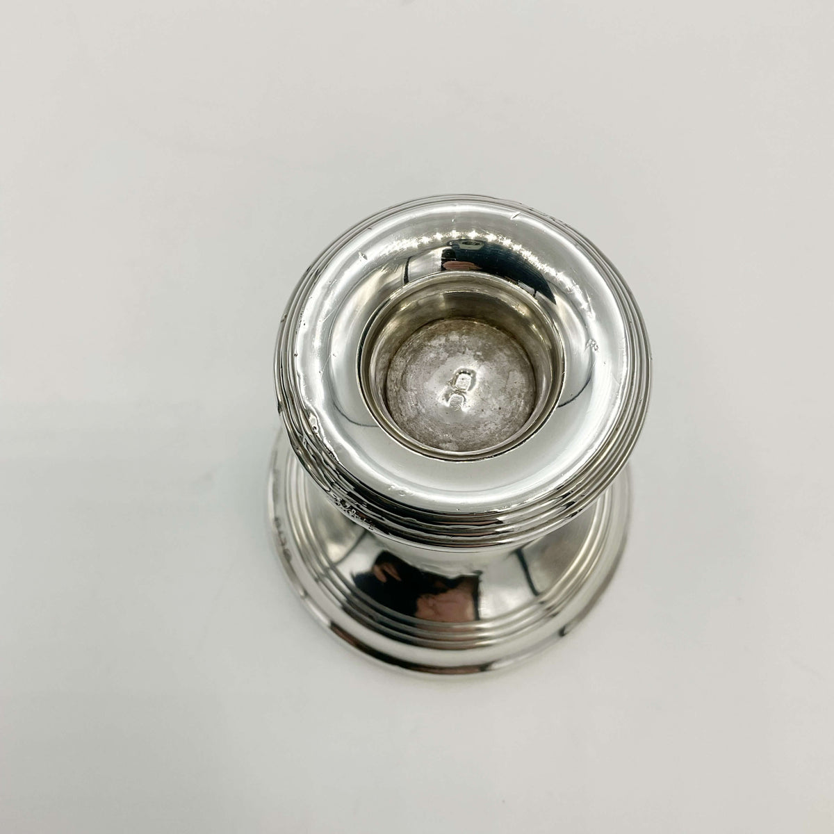 Vintage 1931 Short Sterling Silver Candle Holder from Beeches Vintage, featuring an elegant candlestick design.