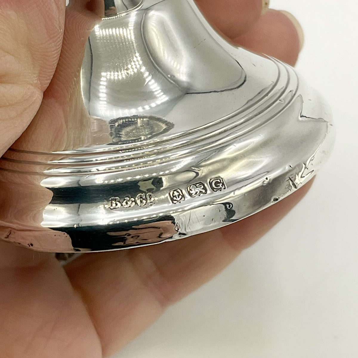 Vintage 1931 Sterling Silver Candle Holder by Beeches Vintage, classic short candlestick with detailed design.
