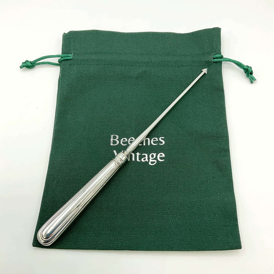 Antique 1871 Victorian sterling silver arrowhead tool accessory with engraved details, vintage craftsmanship from Beeches Vintage.