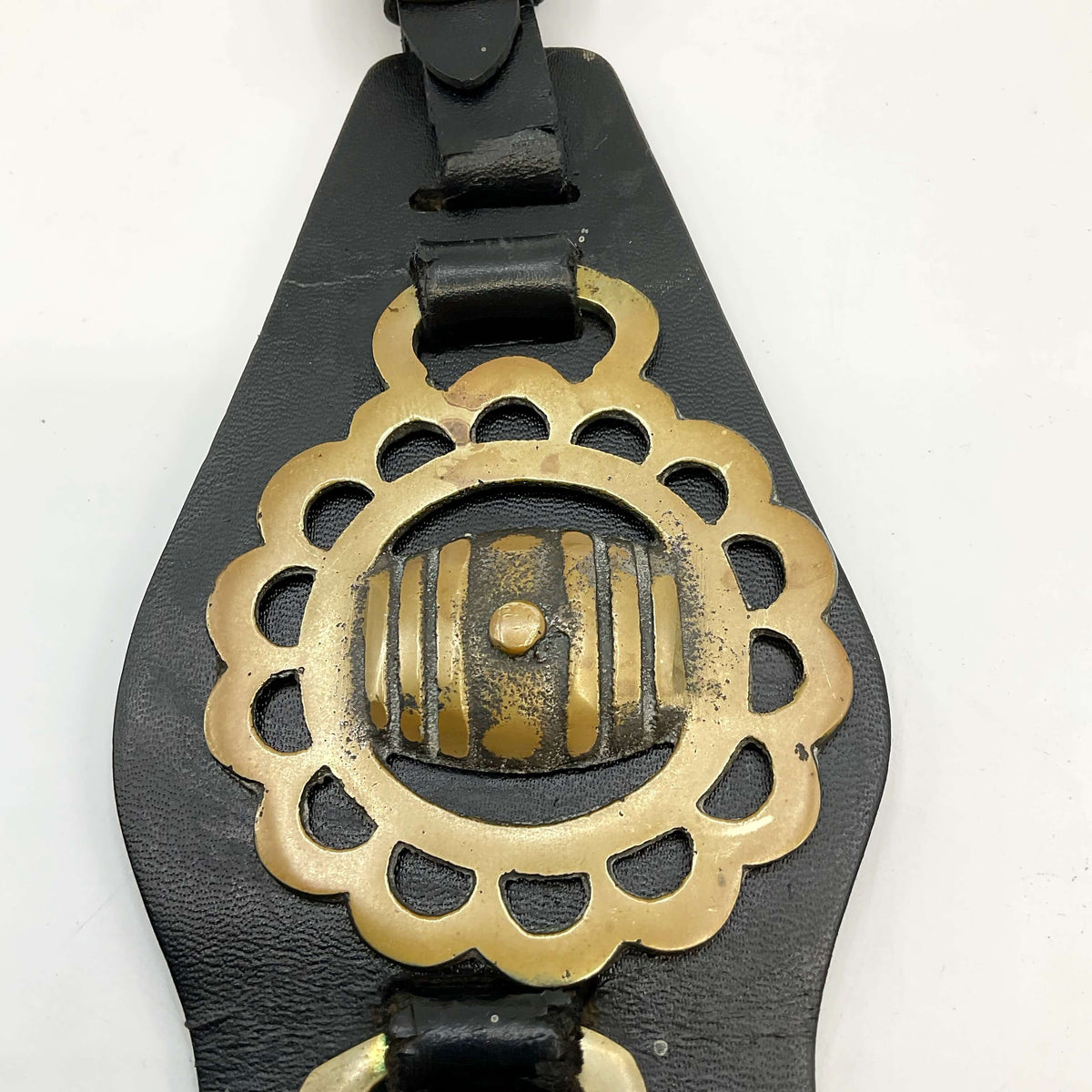 Antique Horse Brasses on Leather - Beeches Vintage