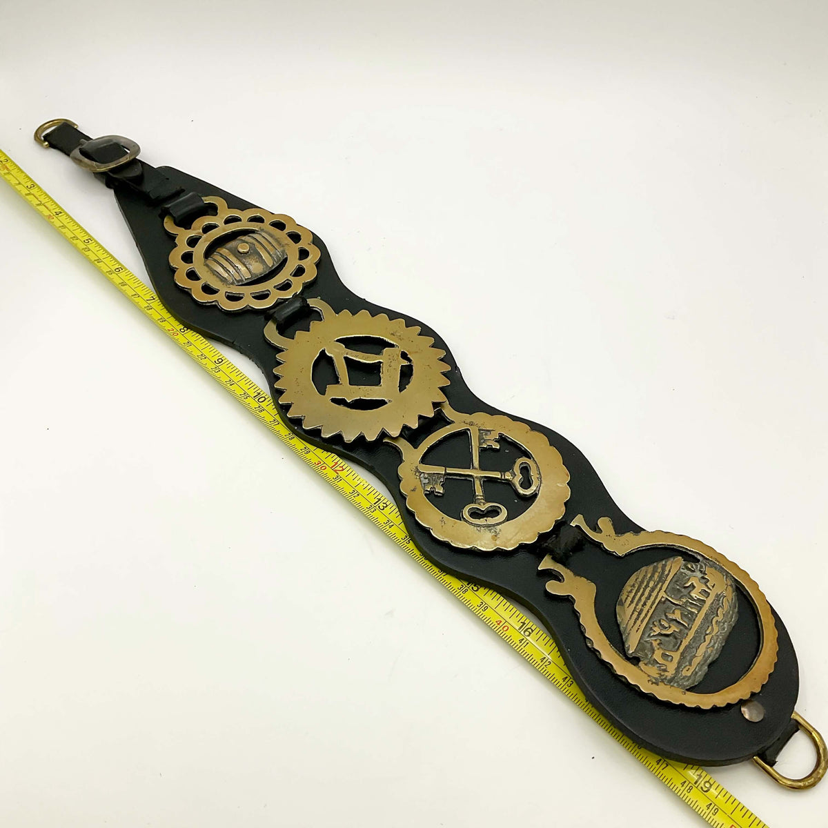 Antique Horse Brasses on Leather - Beeches Vintage