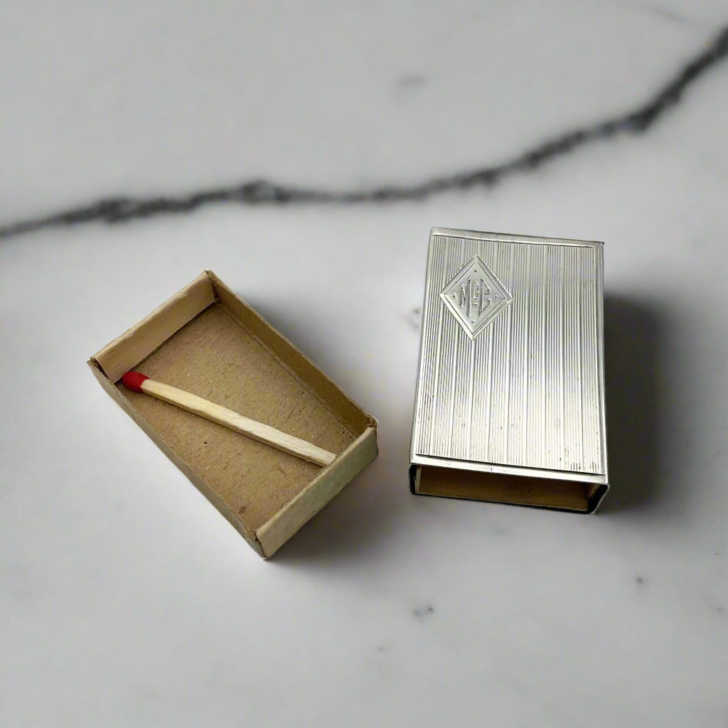 Matchbox on marble surface