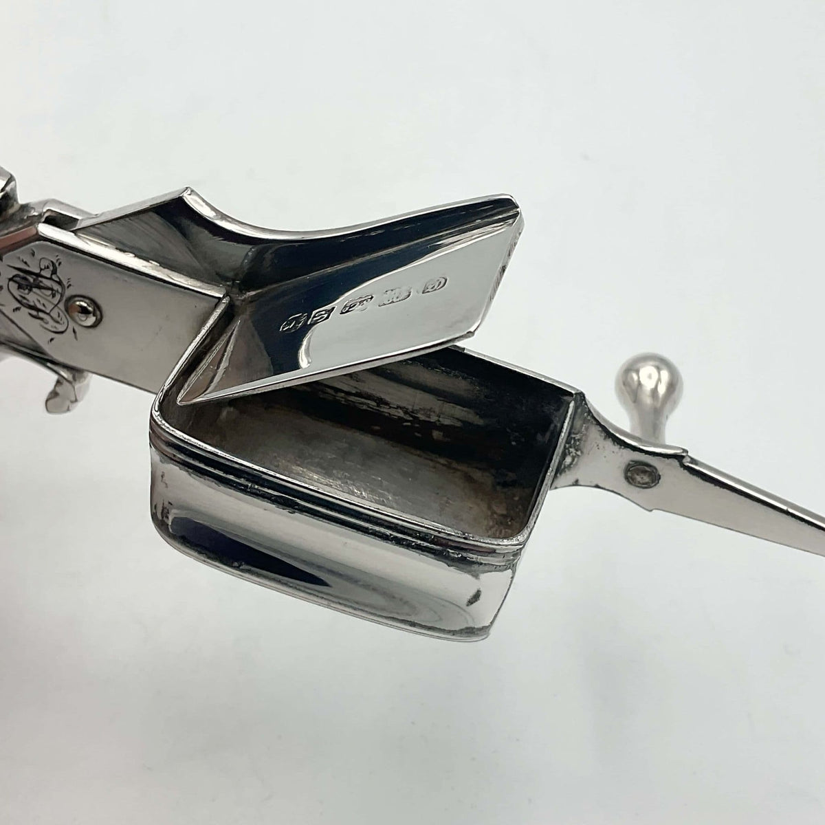 Antique 1848 Silver Plated Candle Snuffing Scissors - Beeches Vintage