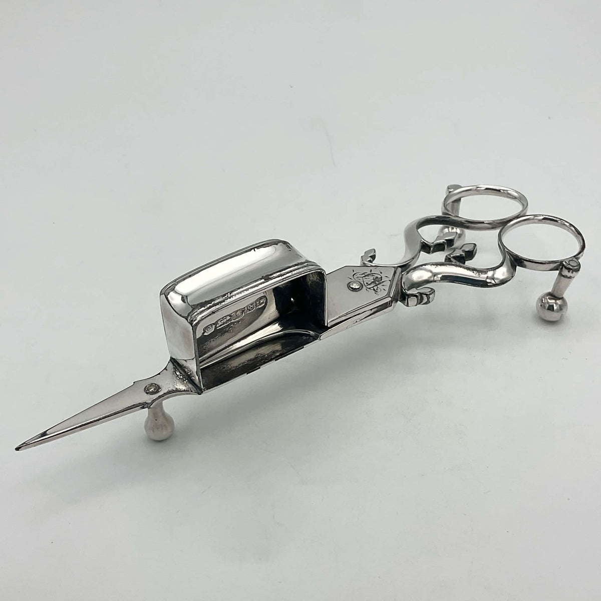 Antique 1848 Silver Plated Candle Snuffing Scissors - Beeches Vintage