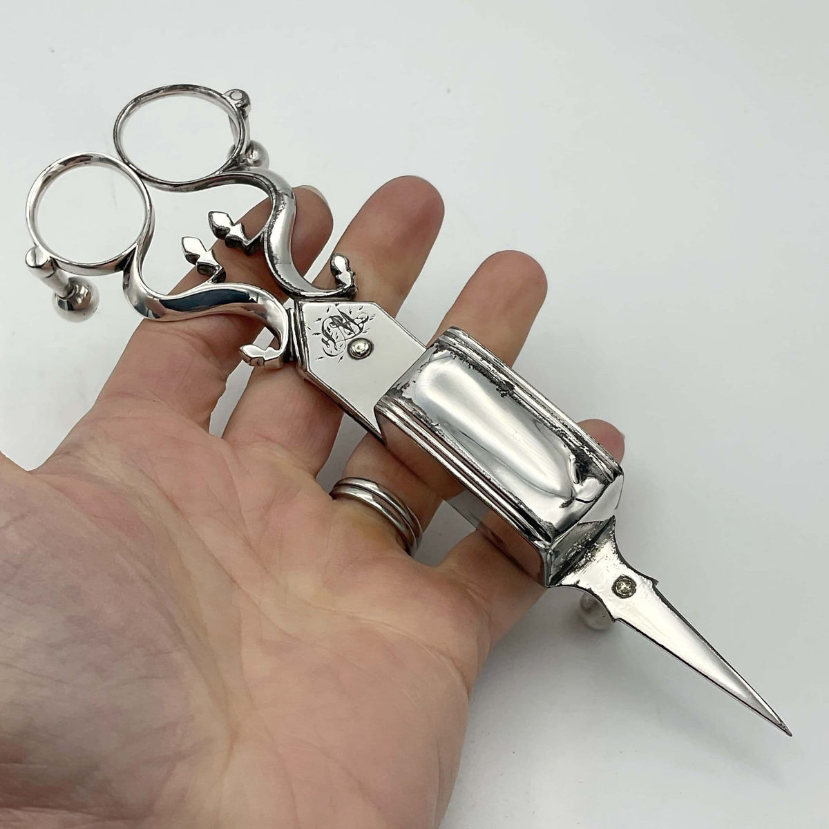 Antique 1848 Silver Plated Candle Snuffing Scissors - Beeches Vintage