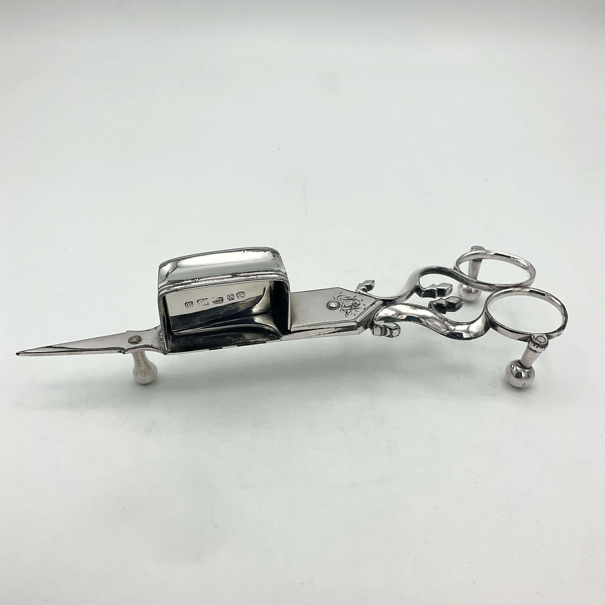 Antique 1848 Silver Plated Candle Snuffing Scissors - Beeches Vintage