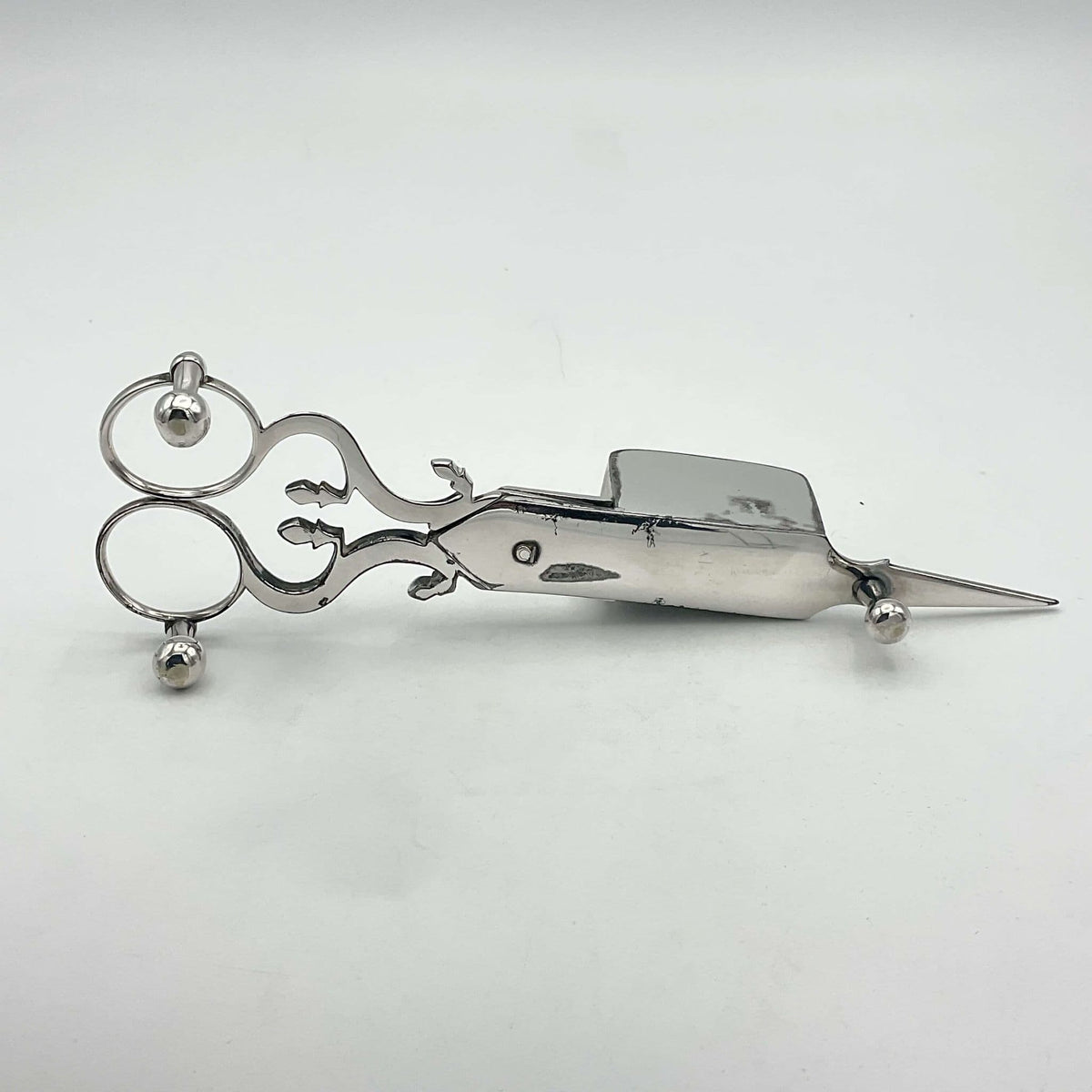 Antique 1848 Silver Plated Candle Snuffing Scissors - Beeches Vintage