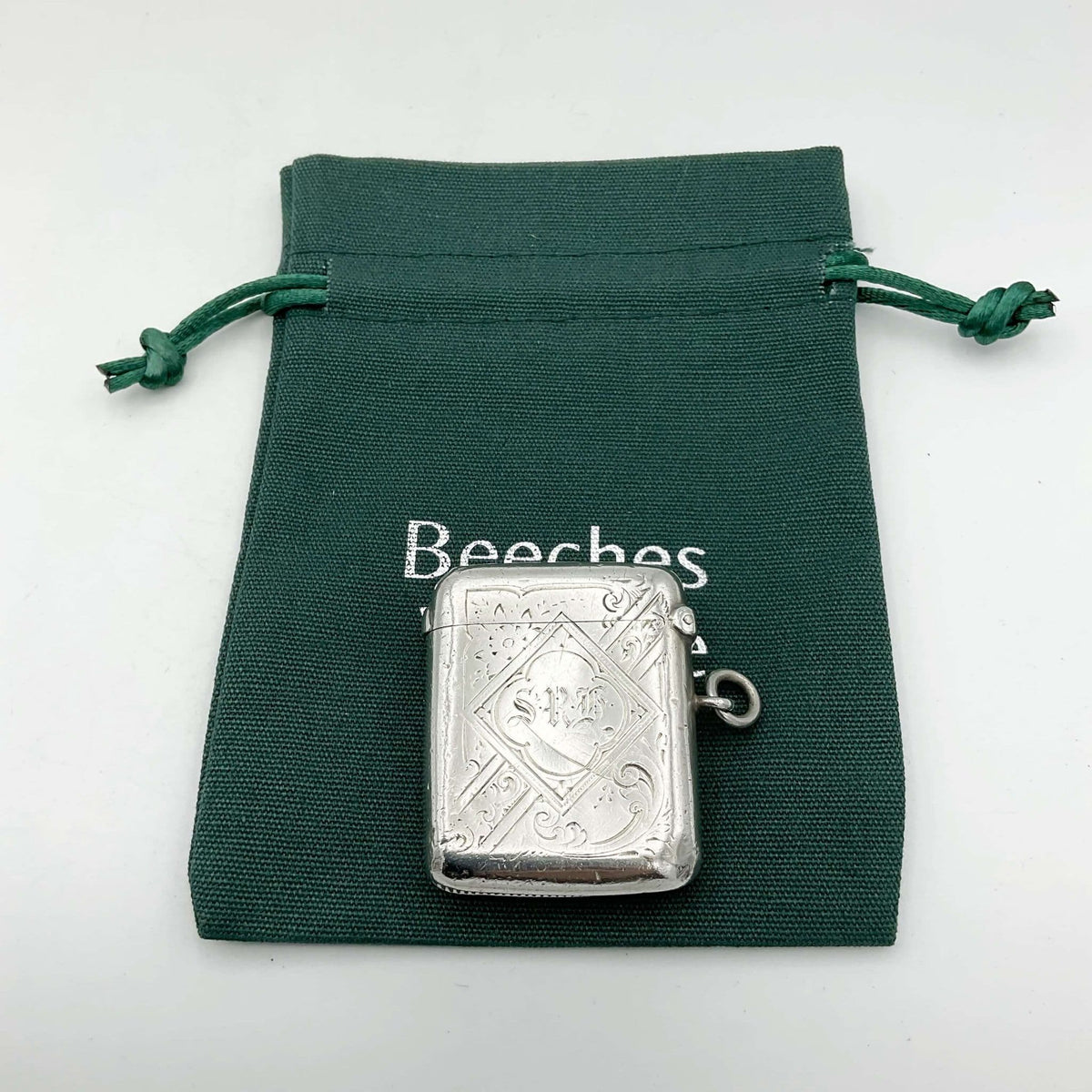 Antique 1895 Silver Vesta Case, Victorian Match Safe
