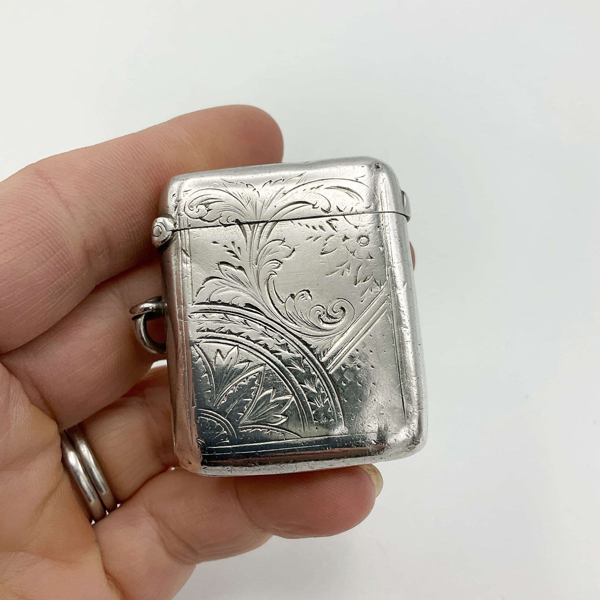 Antique 1895 Silver Vesta Case, Victorian Match Safe