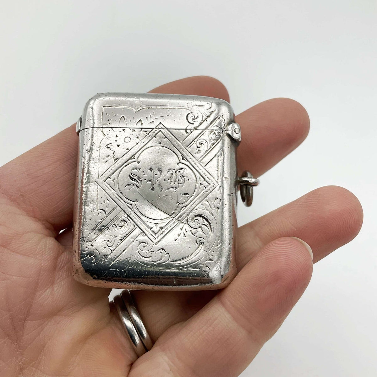Antique 1895 Silver Vesta Case, Victorian Match Safe